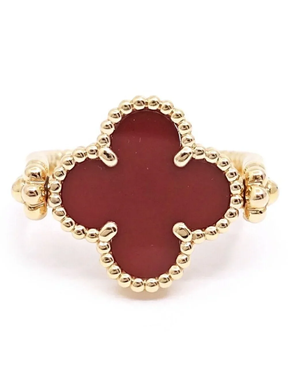 Van Cleef & Arpels 18K Pink Gold Vintage Alhambra Reversible Ring Guilloche